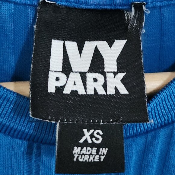 Ivy Park Pointelle Knit Sleeveless Tank Top in Blue Women's Size X-Small - Picture 9 of 10